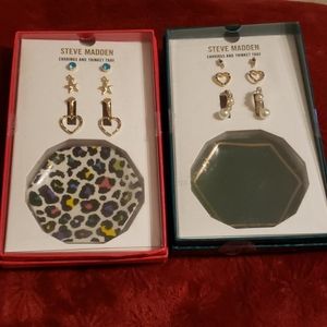 Steve Madden Earrings & Trinket Tray Bundle Set